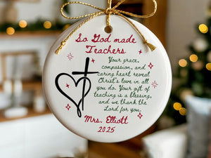 Custom Christian Teacher Ornament Christmas Gift from Student Religious Ornament Personalized Sunday School Teacher Gift Teacher Ornament