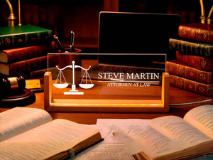 Attorney at Law Personalized Desk Lamp - Custom Name LED Office Light Gift for Lawyer, Law School Graduate, Career Promotion or Keepsake