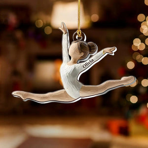 Personalized Gymnast Girl Split Ornament - Custom Name Acrylic 2025 Gift, Gymnastics Dancer Keepsake, Gymnast Christmas Tree Decor