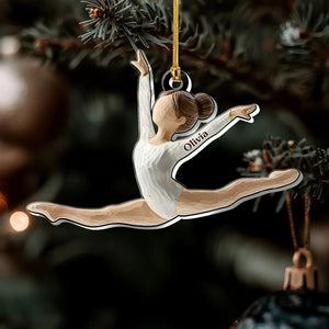 Personalized Gymnast Girl Split Ornament - Custom Name Acrylic 2025 Gift, Gymnastics Dancer Keepsake, Gymnast Christmas Tree Decor