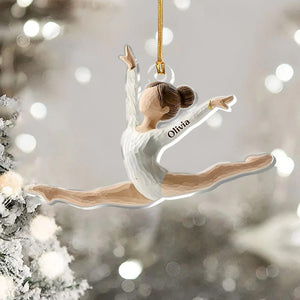 Personalized Gymnast Girl Split Ornament - Custom Name Acrylic 2025 Gift, Gymnastics Dancer Keepsake, Gymnast Christmas Tree Decor