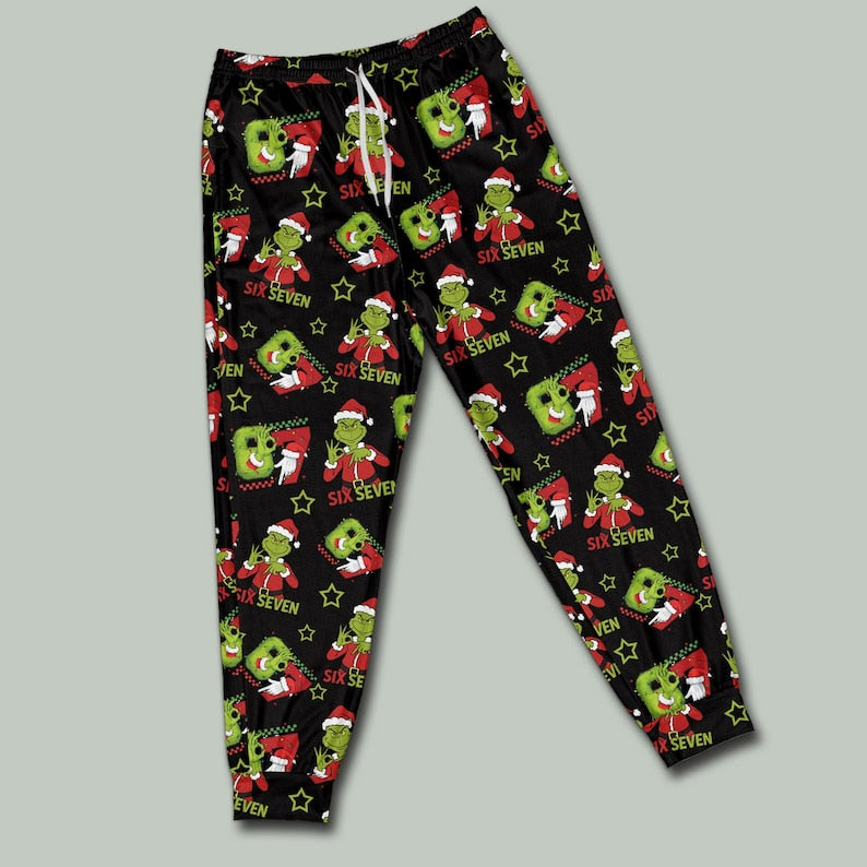 67 Meme Pajamas Pants, Six Seven Christmas Pajama Pants, Christmas Pants, Funny Holiday Loungewear Cozy Unisex Xmas Loungewear