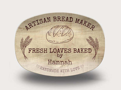 Personalized Sourdough Bread Platter, Custom Name Bread Board for Bakers, Rustic Kitchen Gift, Sourdough Serving Tray