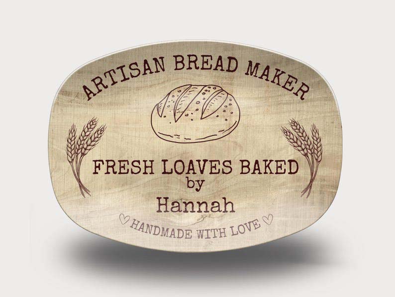 Personalized Sourdough Bread Platter, Custom Name Bread Board for Bakers, Rustic Kitchen Gift, Sourdough Serving Tray