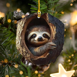 Squirrel Acrylic Ornament, Owl Raccoon Sloth Forest Animal Christmas Decor, Rustic Tree Ornament, Gift for Nature Lovers, Cute Wildlife Ornament