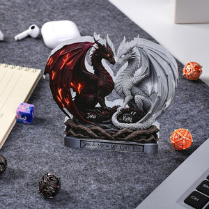 Personalized Dragon Couple Acrylic Plaque, Custom Name Lovers Gift, Fantasy Anniversary Decor Wedding Gifts for Husband and Wife Dragon Gift