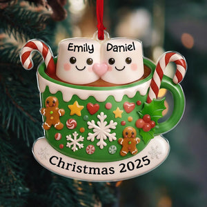Personalized Marshmallow Hot Cocoa Ornament: Hot Chocolate Couple Keepsake, New Married Gift