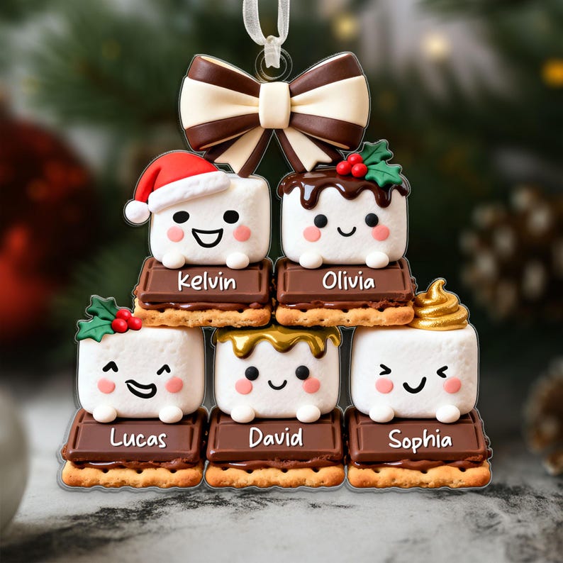Personalized Family Christmas Ornament 2025, Custom S mores Ornament with Names, Gift for Parents, Kids & Grandparents, Christmas Gifts
