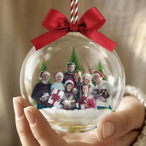 Custom Family Christmas Ornament Personalized 3D Acrylic Ball with Photo, Holiday Keepsake Gift for Families
