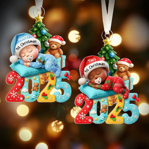 Custom 2025 Acrylic Keepsake, Baby s First Christmas Ornament, Personalized Newborn Gift, Unique Holiday Decoration,Baby Gift Idea