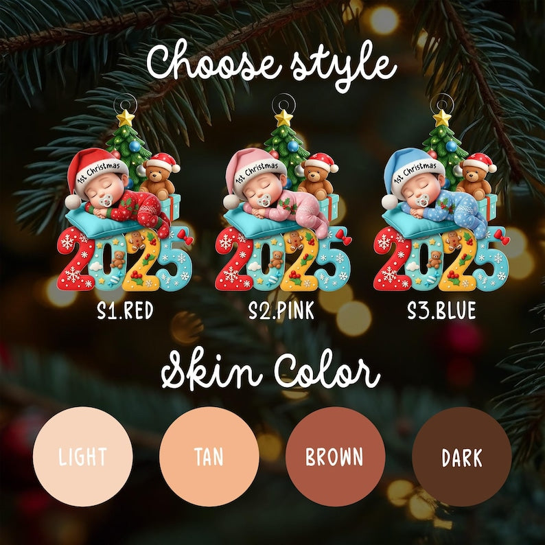 Custom 2025 Acrylic Keepsake, Baby s First Christmas Ornament, Personalized Newborn Gift, Unique Holiday Decoration,Baby Gift Idea