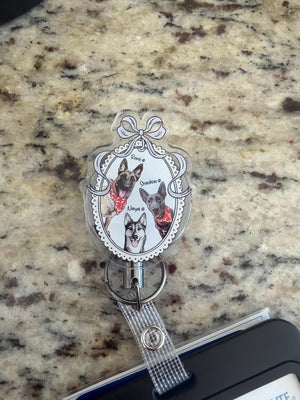 Custom Dog Badge Reel, Personalized Pet Portrait Photo Badge Reel, Nurse Badge Reel, Retractable Badge Holder