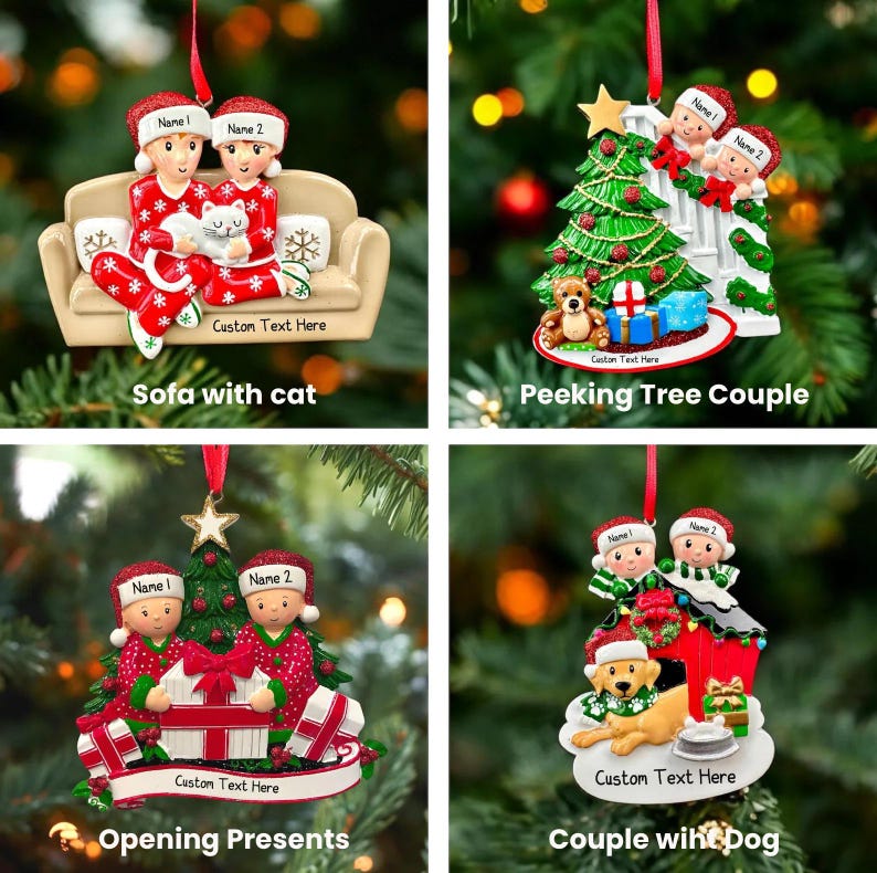 Personalised Couples Christmas Ornament - Bauble - Engaged - Married - First Christmas Together Gift - boyfriend girlfriend partner