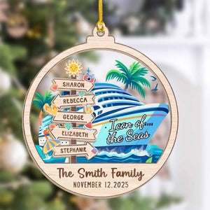 Personalized Cruise Ship Ornament Christmas Gift: Icon of the Seas Gingerbread Family Vacation, Custom Family Christmas Ornament