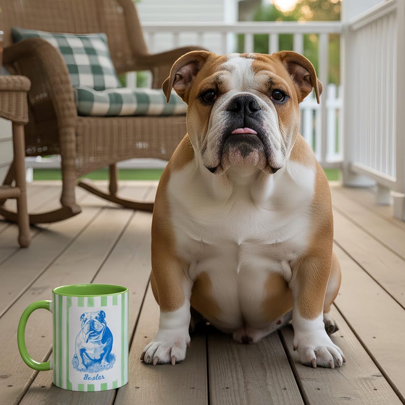 Custom Dog Line Drawing Mug: Personalized Dog or Cat Portrait from Photo, Memorial Pet