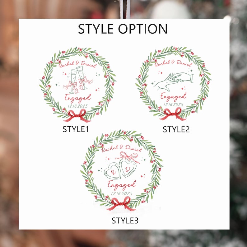 Custom Engagement Gifts for Couple: Engaged Bauble, 1st Christmas Engaged Baubles, Keepsake Gifts, Newlywed Gifts, Engagement Ornament