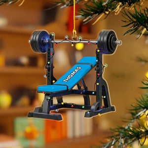 Personalized Weight Bench Christmas Ornament, Weight Lifting Ornament, Xmas Gym Fitness Gift, Personalized Workout Ornament, Xmas Tree Decor