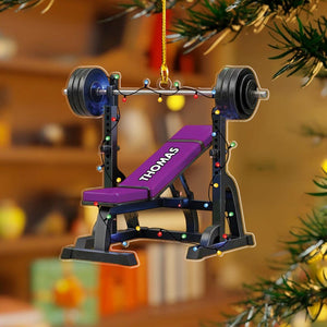 Personalized Weight Bench Christmas Ornament, Weight Lifting Ornament, Xmas Gym Fitness Gift, Personalized Workout Ornament, Xmas Tree Decor