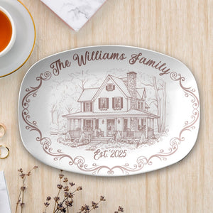 Custom House Portrait Plate, Personalized First Home New House Platter Gift, Painted From Your Photo Unique Weeding Keepsake