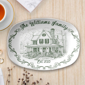 Custom House Portrait Plate, Personalized First Home New House Platter Gift, Painted From Your Photo Unique Weeding Keepsake