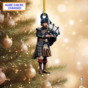 Custom Name Bagpipe Personalized Ornament, Christmas Tree Hanging Decor, Christmas Ornament, Flat 2D Ornament
