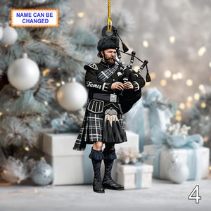 Custom Name Bagpipe Personalized Ornament, Christmas Tree Hanging Decor, Christmas Ornament, Flat 2D Ornament