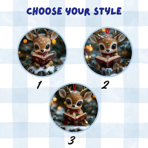 Custom Name Raccoon Christmas Ornament, Woodland Animal Reading Red Book, Personalized Name & Year, Kids Gift, Xmas Tree Decor, Holiday 2025