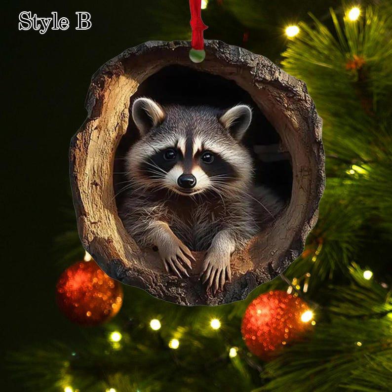 Squirrel Acrylic Ornament, Owl Raccoon Sloth Forest Animal Christmas Decor, Rustic Tree Ornament, Gift for Nature Lovers, Cute Wildlife Ornament