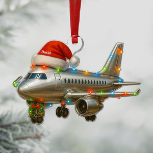 Personalized Airplane Ornament, Acrylic Customized Aircaft Keepsake, Xmas Tree Decor, Christmas Gift For Grandkid