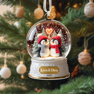 Personalized Penguin Couple Ornament, Penguin Christmas Ornament, New Couple Gift, Our First Christmas Together, Xmas Gift For Couple
