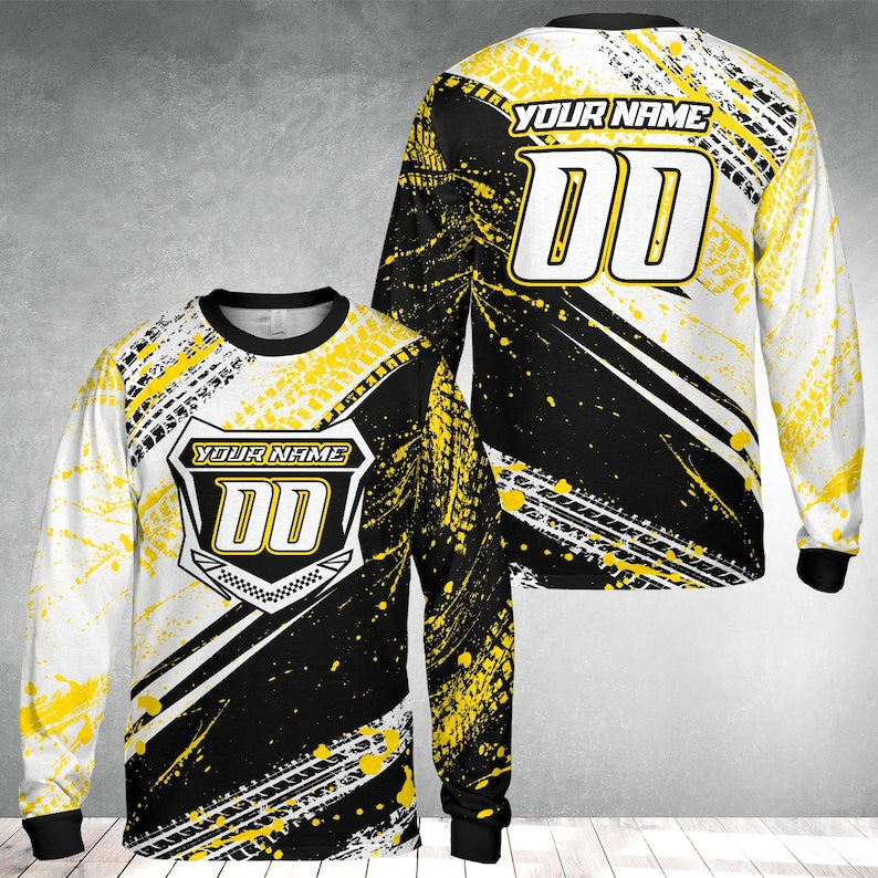 Personalized Name Number Motocross Jersey for Adult Youth, Dirt Bike Long Sleeve Shirt, Custom MX Racing Shirt, Motocross Rider Gift