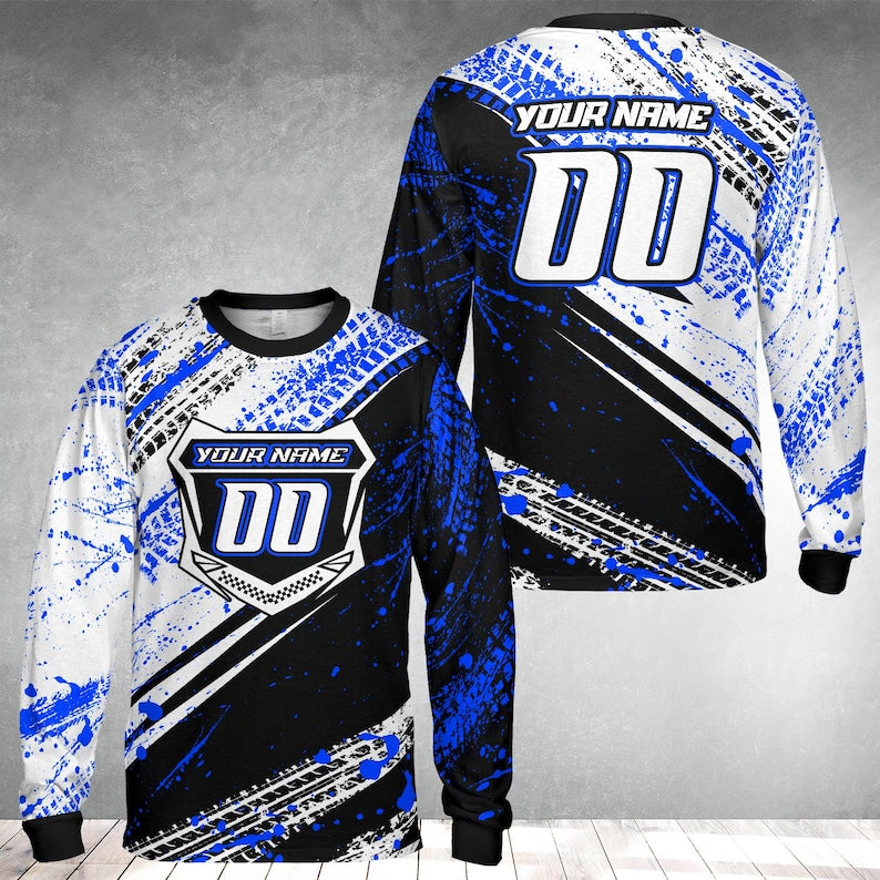 Personalized Name Number Motocross Jersey for Adult Youth, Dirt Bike Long Sleeve Shirt, Custom MX Racing Shirt, Motocross Rider Gift