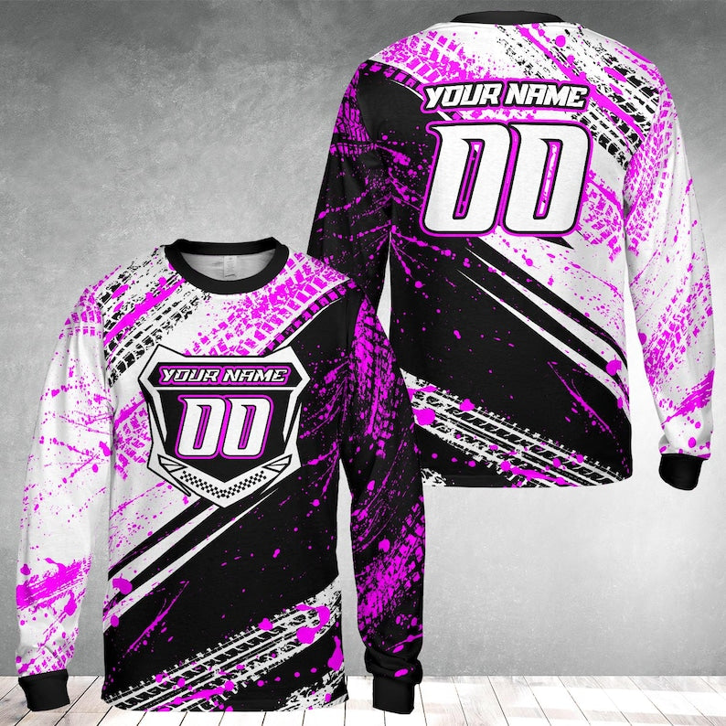 Personalized Name Number Motocross Jersey for Adult Youth, Dirt Bike Long Sleeve Shirt, Custom MX Racing Shirt, Motocross Rider Gift