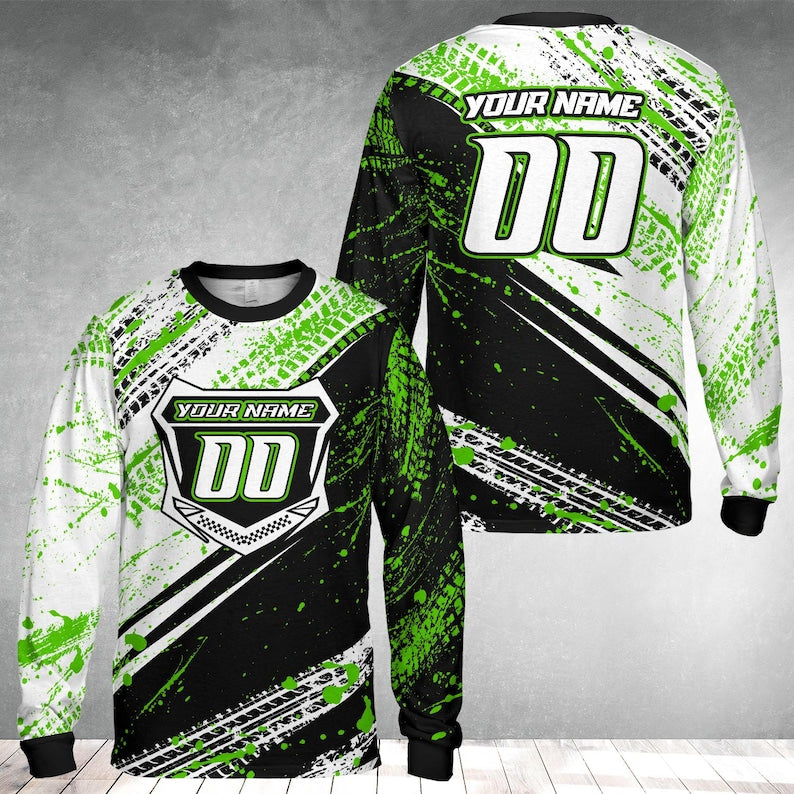 Personalized Name Number Motocross Jersey for Adult Youth, Dirt Bike Long Sleeve Shirt, Custom MX Racing Shirt, Motocross Rider Gift