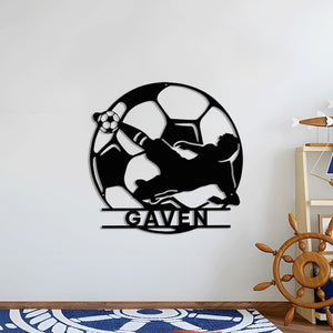 Personalized Soccer LED Metal Sign Custom Football Wall Art, Soccer Name Sign for Room, Game Room, or Man Cave, Gift for Him