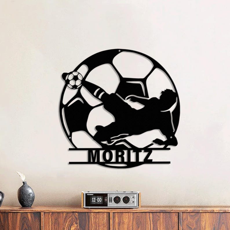 Personalized Soccer LED Metal Sign Custom Football Wall Art, Soccer Name Sign for Room, Game Room, or Man Cave, Gift for Him