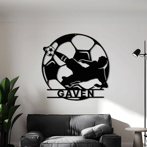 Personalized Soccer LED Metal Sign Custom Football Wall Art, Soccer Name Sign for Room, Game Room, or Man Cave, Gift for Him