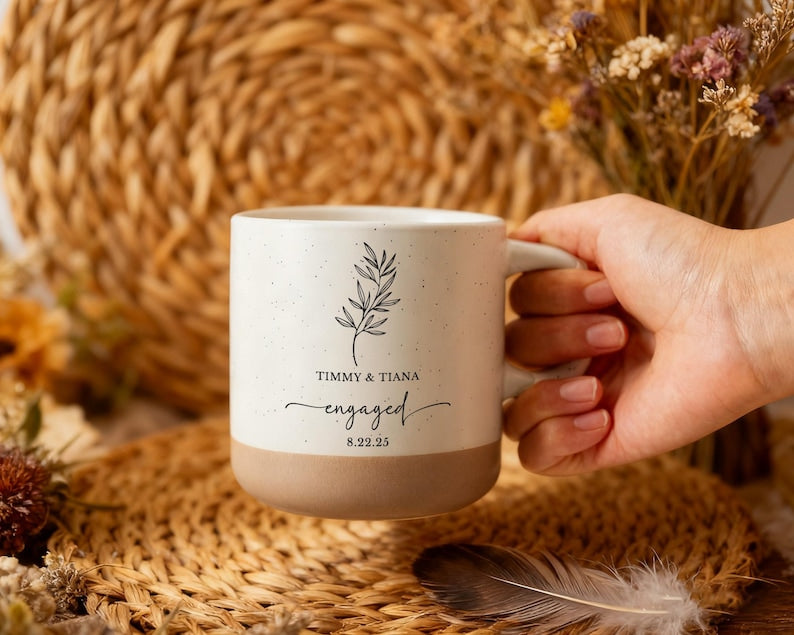 Personalised Engagement Gift, Pottery Printed Mugs, New Engaged Couple Gift, Engagement Gifts, Engagement Gift For Couple, Wedding Gift