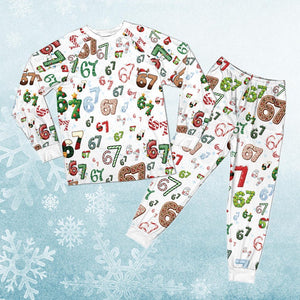 6 7 Meme Christmas Pajama Set, Holiday Family Matching PJs