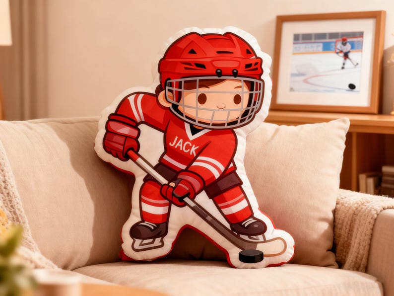 Hockey Player Plush Gift,Custom Hockey Fan Gift,Hockey Doll,Hockey with Name,Personalized Sports Pillow,Hockey Lover Player Fans Gifts