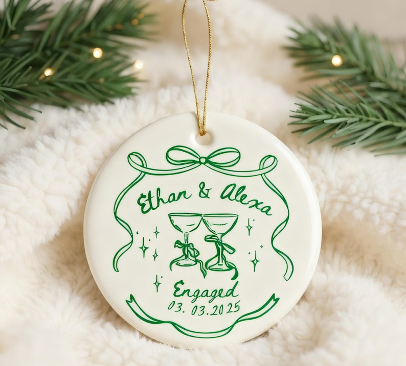Custom Engaged Ornament,Engagement Gift,Engagement Ornament,Couples,Engagement Announcement Wedding Gift,Christmas Engagement Baubles 2025