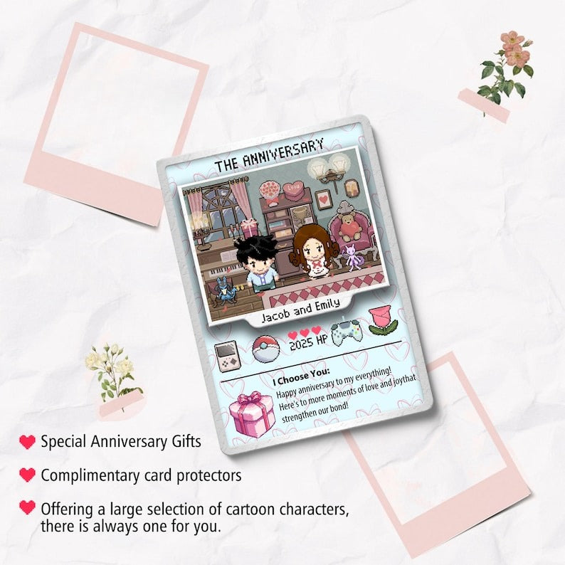 custom pokemon card anniversary Pokemon Anniversary Card, Custom Pokemon Card, Custom Anniversary Cards, One Year Anniversary Gifts, Gift for Her, Gift for Him