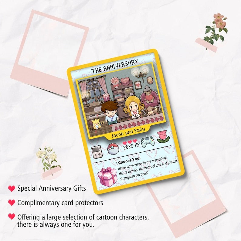 Pokemon Anniversary Card, Custom Pokemon Card, Custom Anniversary Cards, One Year Anniversary Gifts, Gift for Her, Gift for Him