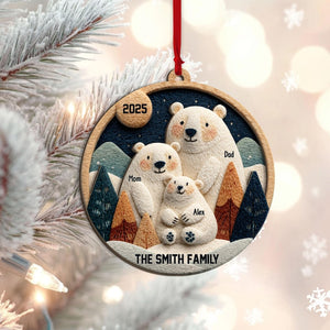 Personalized Polar Bear Family Layered Wood Ornament, Custom Name Christmas Ornament, Woodland Bear Christmas Home Decor, Gift for Family