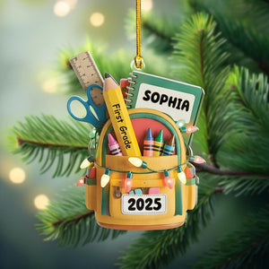 Personalized Kids School Backpack Ornament 2025 Custom School Christmas Ornament, Back To School Gift For Kids & Teachers, Graduation Gift
