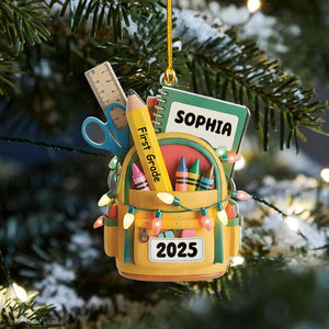 Personalized Kids School Backpack Ornament 2025 Custom School Christmas Ornament, Back To School Gift For Kids & Teachers, Graduation Gift