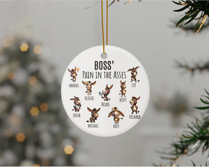 Funny Boss Gift, Boss Pain In The Asses Ornament, Custom Team with Names, Office Humor, Work Team, Coworker Christmas Gift.