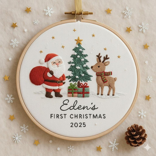 Personalized Baby's First Christmas Embroidered Ornament Keepsake 2025, Baby gift Christmas, First Christmas Family 2025