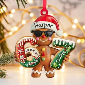 67 Christmas Ornament, Personalized Gingerbread 67 Ornament, Six Seven Ornament, Teacher Student Gift, Gen Alpha Humor, Funny Ornament