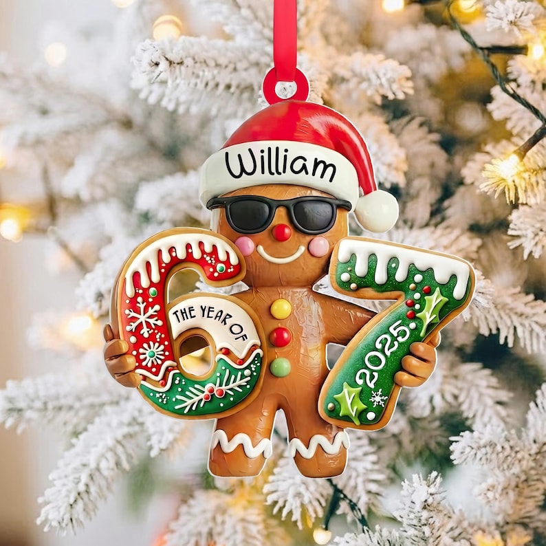 67 Christmas Ornament, Personalized Gingerbread 67 Ornament, Six Seven Ornament, Teacher Student Gift, Gen Alpha Humor, Funny Ornament